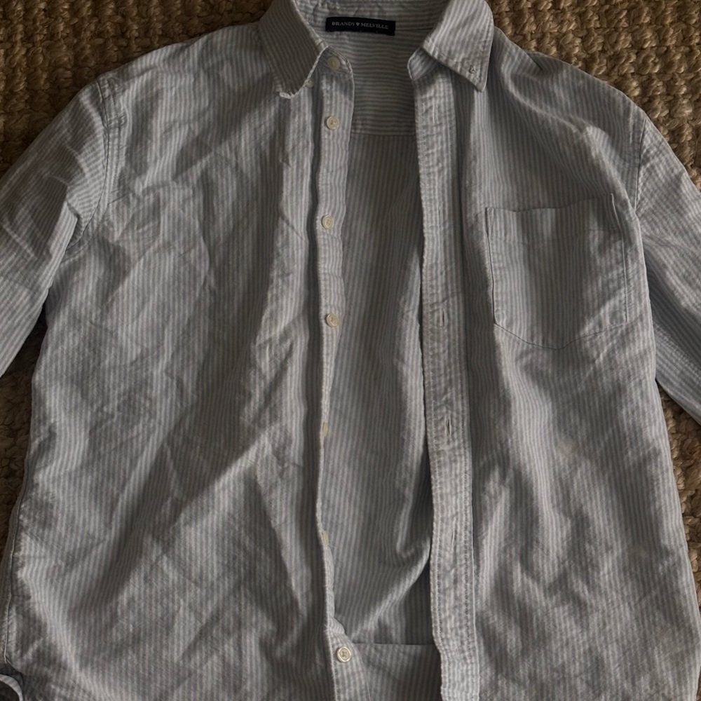Brandy Melville Gray Striped Button Down Shirt